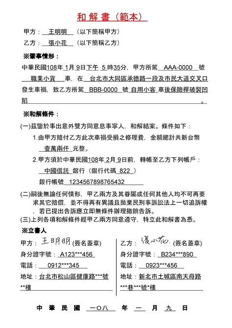 鄰損協議書範本